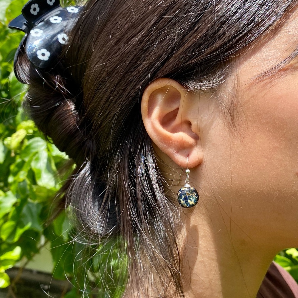 Sterling Silver Dichroic Midnight Sky Drop Earrings